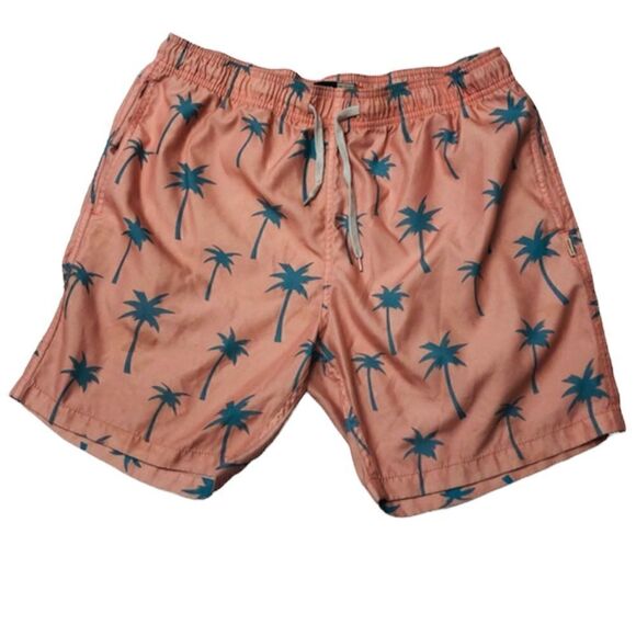 Ambsn Palm Tree Printed Swim Trunks Sz L - Picture 1 of 10
